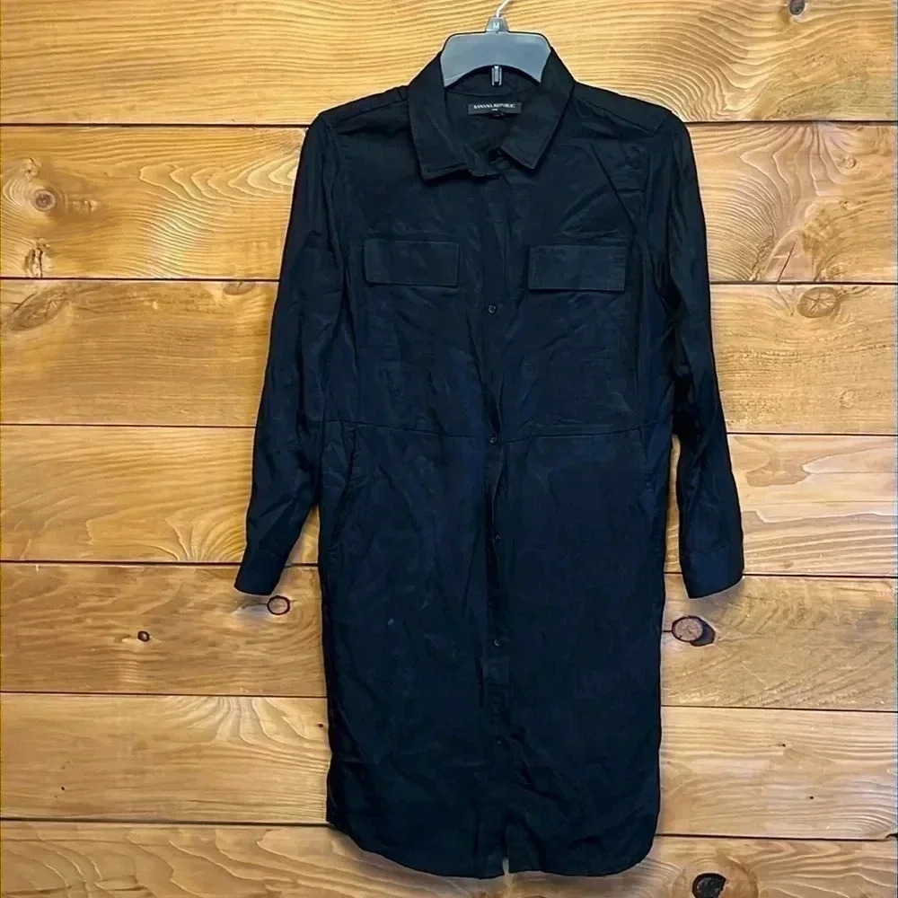 Banana Republic Womens black button up 8P pockets casual‎ party wedding event